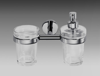 A1010DCR03 стакан GEALUNE и диспенсер для мыла  настенные (хром/стекло)
